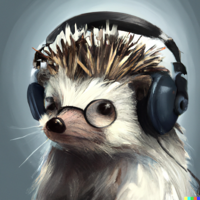 hedgehog with headphones